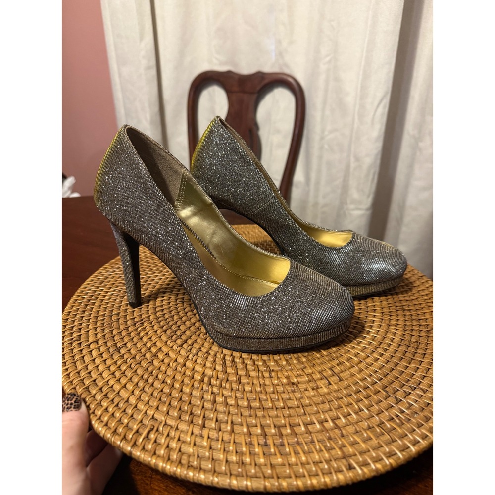 Fioni Night Womens Silver Gold Glitter Platform Pumps Stiletto Formal‎ Heels 8
